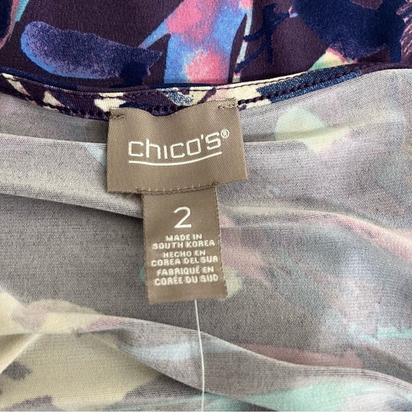 Chico’s Purple Floral Layered Flare Sleevee Shift Dress - Picture 9 of 15